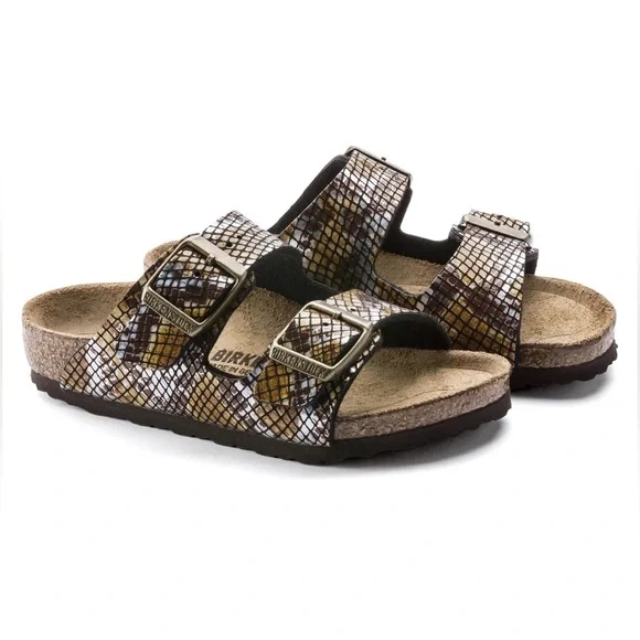 Birkenstock Arizona Gizeh Shiny Snake Animal Print Python Sandals - Picture 3 of 13